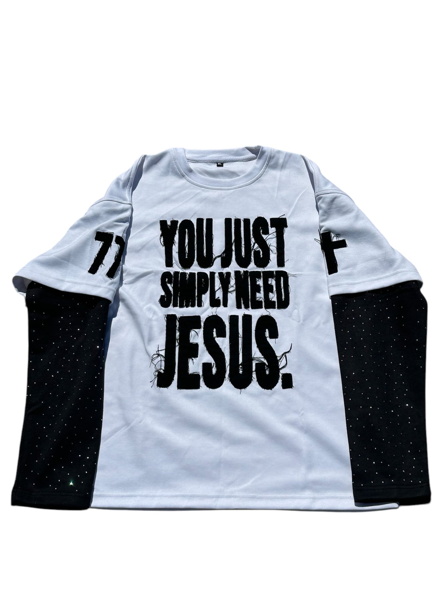 You Just Simply Need Jesus. (Distressed/Rhinestone)