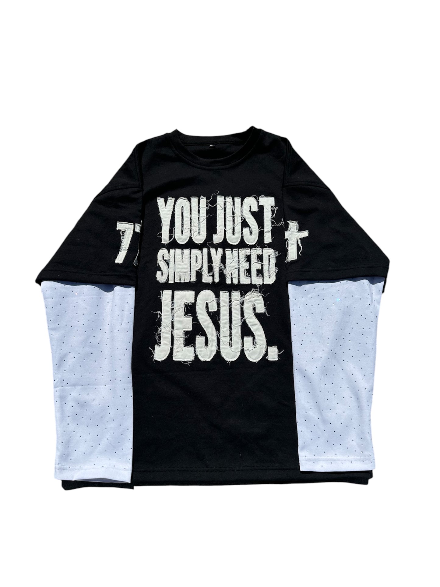 You Just Simply Need Jesus. (Distressed/Rhinestones)