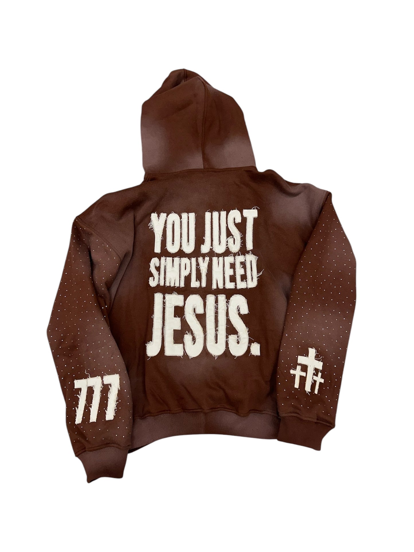 You Just Simply Need Jesus. Zip (Distressed/Rhinestones)