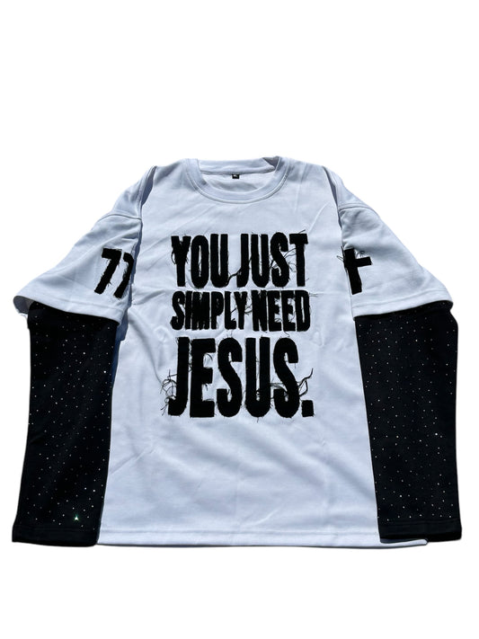 You Just Simply Need Jesus. (Distressed/Rhinestone)